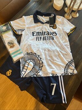 Real Madrid Special Edition Dragon Kit Set Jersey Shorts Socks Youth #7 NWT